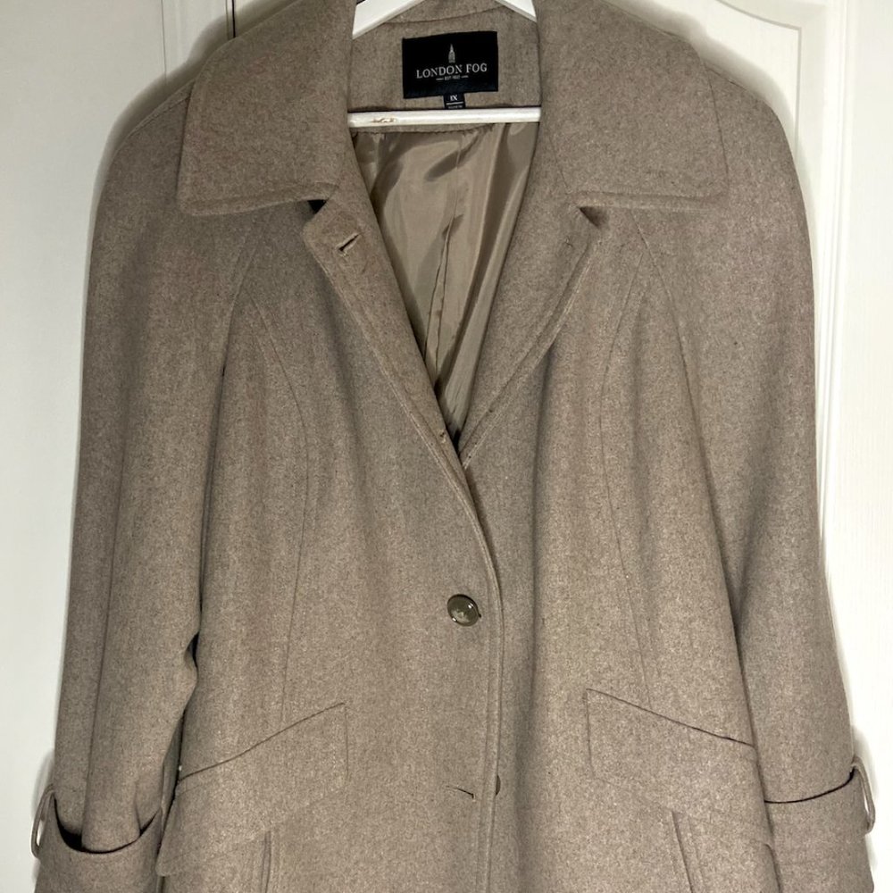 London Fog Taupe Wool Trench Coat - 1X